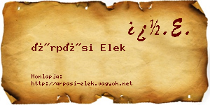 Árpási Elek névjegykártya
